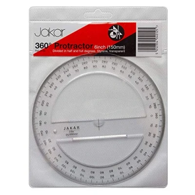 Image of Jakar Quality Protractor 360 Degree 150mm Transparent Clear School Maths 2104