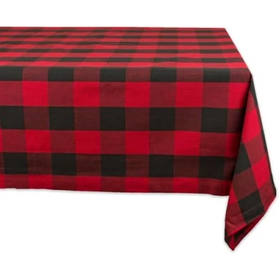Image of DII Buffalo Check Collection Classic Tablecloth with Farmhouse Motif, Cotton, Red/Black, Tablecloth, 60 x 120 cm