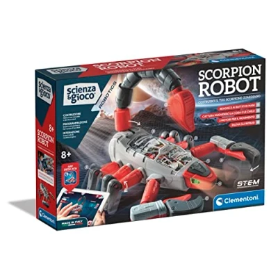 Image of Clementoni Scienza Robotics Scorpion Building Set, Robot for Children to Assemble, Kit (Italian Version) Scientific Game 8 Years, Made in Italy, Multicoloured, 19242