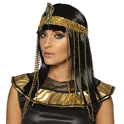 Image of Boland Egyptian Queen Wig with Headband Standard Size, Multicolour Perfect for Carnival, Themed Parties, and Cosplay, Fancy dress Costume