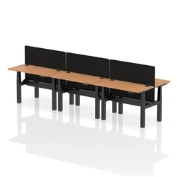 Image of Air B2B 1200x600mm Adjustable 6P Bench Desk CP Oak/Black + Screen