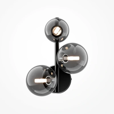 Image of Maytoni Dallas Modern 3 Light Wall Lamp Black, Smoky Shade, G9