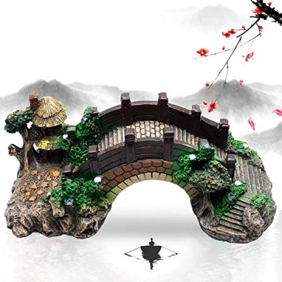 Image of YANCONGLIDEYAN Aquarium Ornament Resin Arch Bridge Tree Pavilion Artificial Model for Garden Decor Fish Tank Landscape Accessories