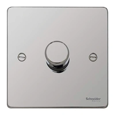 Image of Schneider Electric Ultimate Low Profile Single 2 Way Dimmer Light Switch, Main and Voltage, 400W/VA, GU6512CPC, Polished Chrome