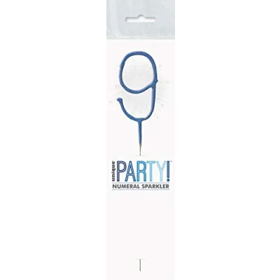 Image of Blue Glitz Number 9 Birthday Sparkler (17cm) Perfect for Birthday, Anniversary &amp; Milestones Celebration 1 Pc