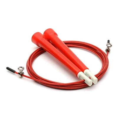 Image of CKB LTD Adjustable Skipping Rope Adult Fitness Speed Jump 3m 10ft Conditioning Functional Exercise Workout Boxing HIIT Interval Training Single &amp; Double Unders 1pc (Red)