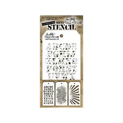 Image of Stampers Anonymous Tim Holtz Mini Layered Stencil Set #5,Multicoloured,8.61x21x0.2 cm