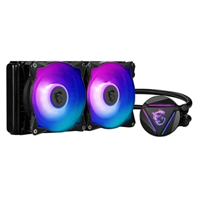 Image of MSI MAG CORELIQUID 240R V2 AIO CPU Liquid Cooler Rotatable ARGB Blockhead, Integrated Radiator Pump, Split Flow Water Cooling, Evaporation Proof Tubing, Easy to Install AMD &amp; Intel Compatible