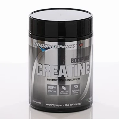 Image of Boditronics Bodipure 250g Creatine Monohydrate Powder for 100% purest Unflavoured Micronised with Amino Acid Increased Muscle Strength, Power &amp; Recovery