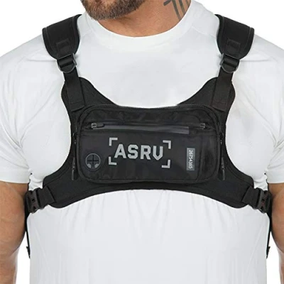 Image of Longzhuo Tactical Chest Rig Vest Bagm, Men Bag Hip Hop Waist Front Pack with Phone Hole Reflective, Waterproof Adjustable for Sports Hiking Camping Fitness Travel