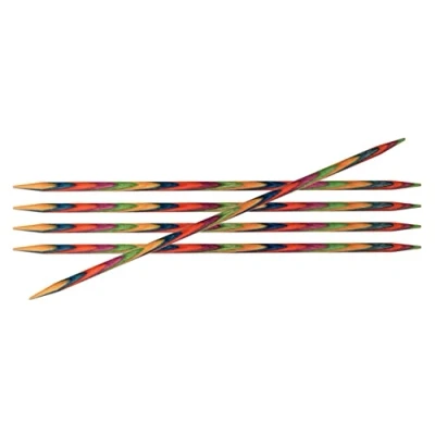 Image of KNITPRO Symfonie Wood Knitting Needle, 10 cm, Size 2.5, Double Pointed, Multicolor