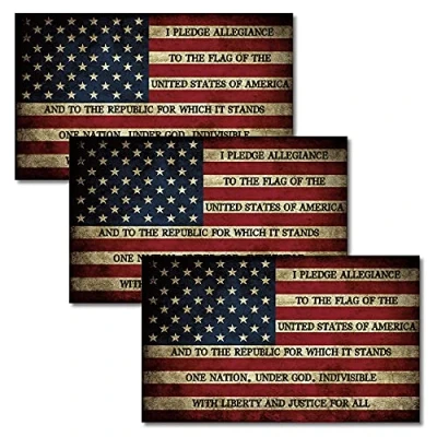 Image of Anley 5 X 3 inch Worn American US Flag Decal Patriotic Stars Reflective Stripe USA Car Stickers Support Military (3 Pack)