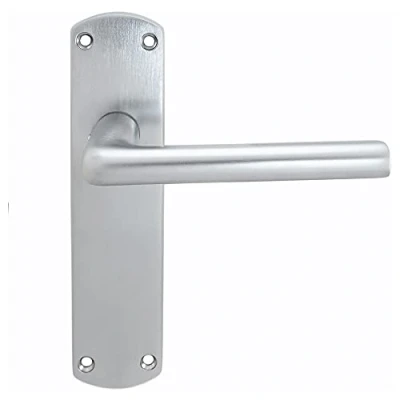 Image of Serozzetta Eden Door Handles on Backplate Latch Satin Chrome