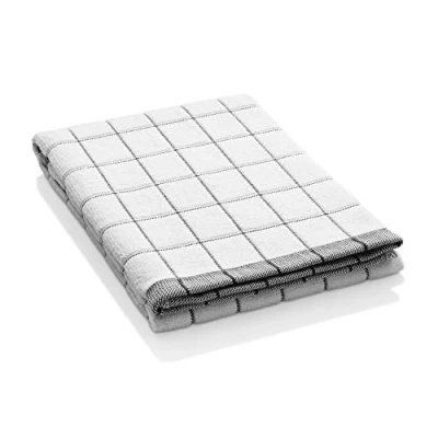 Image of E Cloth Classic Check Tea Microfibre Dish Towel, Streak Free and Absorbent Drying Kitchen Towels, Washable Reusable, 100 Wash Promise, Black, 1 Pack