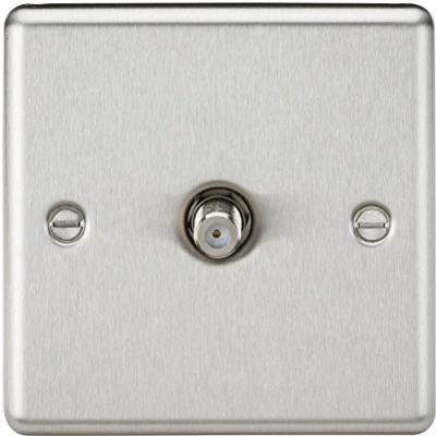 Image of KnightsBridge Sat TV Outlet Rounded Edge Brushed Chrome