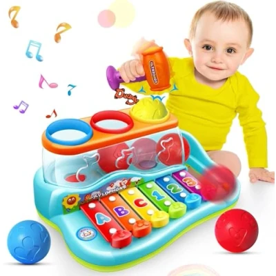 Image of Baby toys for 1 Year Old Boys Girls,Christmas Birthday Xylophone Gifts 6 12 18 Months Child, Early Educational Pound &amp; Tap Hammering age 2 3+ Gift