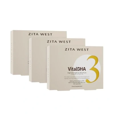 Image of Zita West Vital DHA with Omega 3 + Zinc for Fertility Essential Multivitamins Preconception, Pregnancy &amp; Breastfeeding Three Months Supply (Pack of 3, x 60 Capsules)