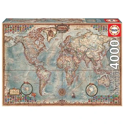 Image of Educa 14827 The World, Executive Map 4000 pieces Genuine Puzzle