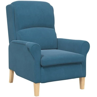 Image of vidaXL Blue Armchair Fabric, Wood Standard Ergonomic