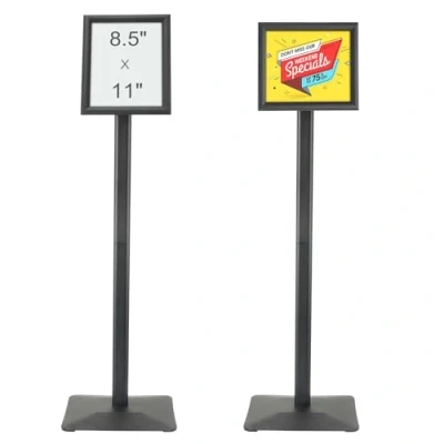 Image of VEVOR Pedestal Sign Holder, 8.5 x 11 Inch Vertical and Horizontal Adjustable Poster Stand, Heavy Duty Floor Standing Holder with Metal Base for Display, Advertisement, Outdoor, Black