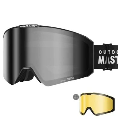 Image of OutdoorMaster Falcon Ski Goggles Lens by ZEISS, OTG Snowboard Anti fog, Magnetic Interchangeable Lens, Snow for Men &amp; Women, BlueFrozen Vlt 18.6%