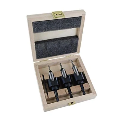 Image of Famag Bohrsenk Set 4 Pieces Diameter 4/5/6 mm and Depth Stop in Wooden Box, 3577504