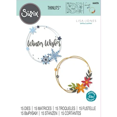 Image of Sizzix Thinlits Die Set 15PK Winter Wreath by Lisa Jones, Grey, One Size