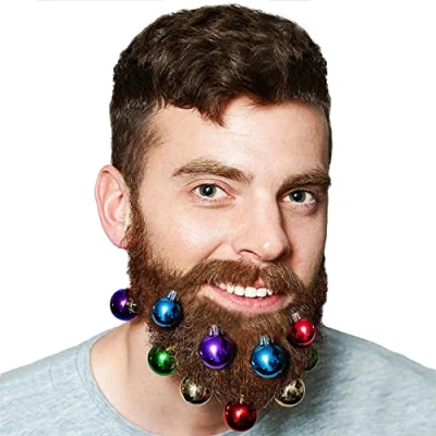 Image of THE TWIDDLERS 24 Christmas Hair Beard Tree Baubles Xmas Party Funny Novelty Decoration Secret Santa Gift for Men, Fancy Dress Accessories &amp; Clip in Decorations