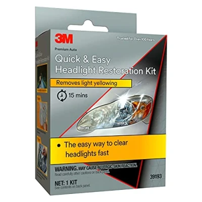 Image of 3M Quick and Easy Headlight Restoration Kit, Removes Light Yellowing in 15 Minutes