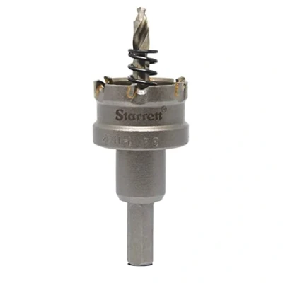 Image of Starrett Tungsten Carbide Tipped Hole Saw SM34 Sheet Metal Cutter With Arbor &amp; Pilot Drill Bit For Drilling Stainless Steel Aluminum Alloy 34 mm