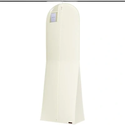 Image of HANGERWORLD 72 Inch Ivory Extra Wide Breathable Wedding Dress Bridal Gown Garment Cover Bag with 14 Gusset