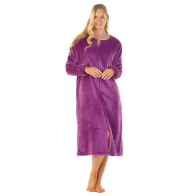 Image of Undercover Ladies Midnight Tulip Zip Up Robe 67530 Purple S M