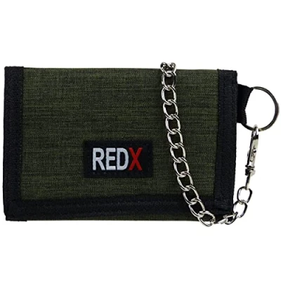 Image of RED X Mens Canvas Tri Fold Chain Wallet Green