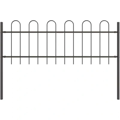 Image of vidaXL Grey Garden Fence with Hoop Top, 1.7 x 0.6 m, Made of Steel