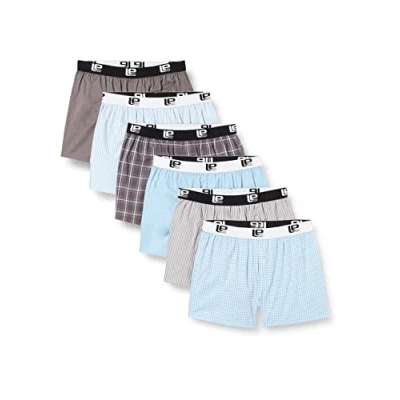 Image of Lower East Mens Le215 Boxer Shorts, Light Blue/Grey, 3XL UK
