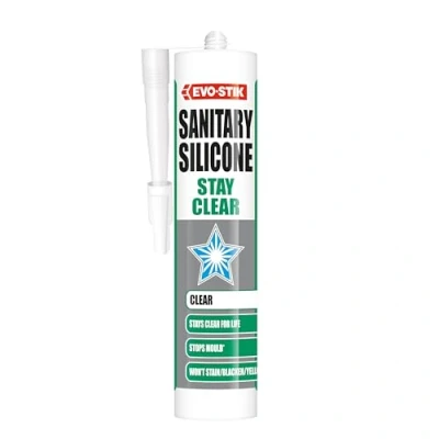 Image of EVO STIK Sanitary Silicone Stay Clear, Premium Sealant, Stops Mould, Stays Clear for Life, 290ml
