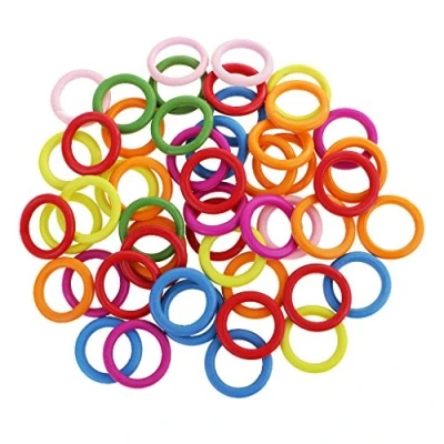 Image of 50 x Unfinished Natural Colorful Wooden Rings Wood Teething For Craft, Ring Pendant, DIY Connectors, Jewelry Making, 3.3cm