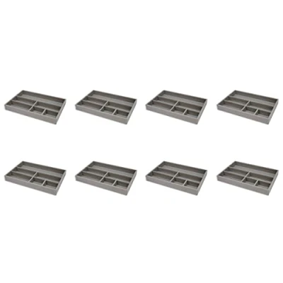 Image of OSCO Grey Faux Leather Drawer Organiser 8 Pack Valet Tray Tidy Divider Jewellery Display Stationery Storage H4 x W34 D22.5 cm
