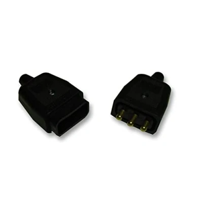 Image of Permaplug 10A Rewireable 3 Pin Plug &amp; Socket In Line Power Connector, Black
