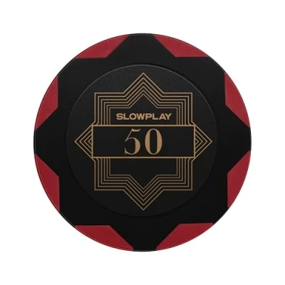 Image of SLOWPLAY Nash Clay Poker Chips, 14 Grams Heavyweight Composite, 40mm Large Chips in Bulk, Pack of 50 with Denomination