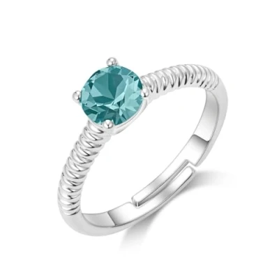 Image of Philip Jones Blue Adjustable Crystal Ring Created with Zircondia® Crystals