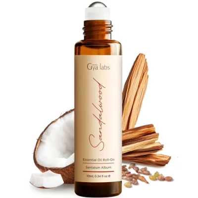 Image of Gya Labs Sandalwood Essential Oil Roll On Perfume for Women &amp; Men, 100% Pure and Natural Skin, Aromatherapy Fragrance Roller, Travel Size, Alcohol Free (10ml)