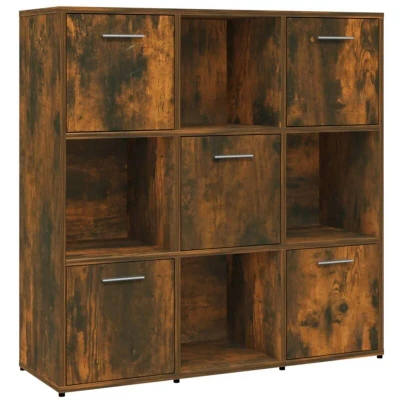 Image of vidaXL Book Cabinet Smoked Oak 90x30x90 cm Engineered Wood