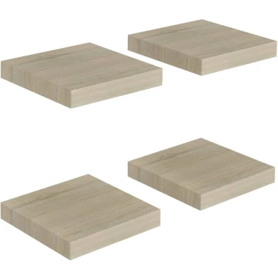 Image of vidaXL Floating Wall Shelves 4 pcs Oak 23x23.5x3.8 cm MDF
