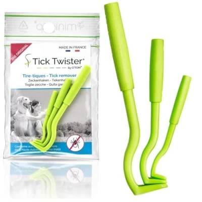 Image of Tick Twister Remover Tools for Dogs, Cats and Humans 3 Pcs Safe Pain Free Removal of Small, Medium Large Ticks Made in France by O&#039;Tom
