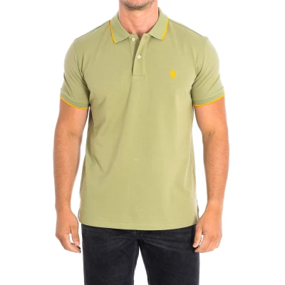 Image of US Polo Assn Mens KORY Short Sleeve with contrast lapel collar 64782 man Green Cotton Size Medium
