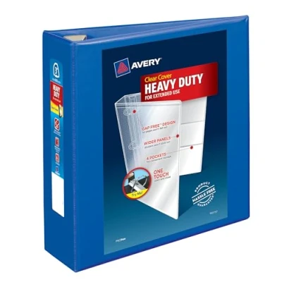 Image of Avery Heavy Duty View 3 Ring Binder, 3&quot; One Touch EZD Rings, 1 Pacific Blue Binder (79811)