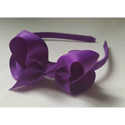 Image of Alice Band With Bow Girls Ribbon Hair Wrapped Headband (Purple)