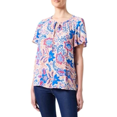 Image of VERO MODA Women&#039;s Vmmenny String Ss Top WVN Ga, Silver Lining/AOP: hayda, XS