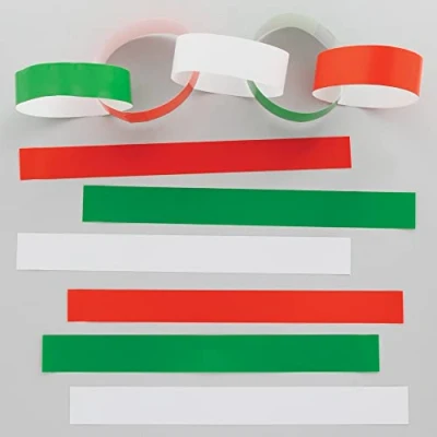Image of Baker Ross FE812 Christmas Paper Chains Pack of 300, Crafts for Kids, Make Your Own Decorations to Display, Ideal Festive Arts and Project, Green,White,Red